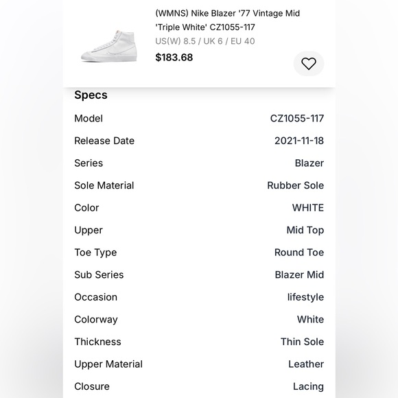 Nike Blazer ‘77 Vintage Mid Triple White - Picture 10 of 11